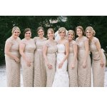 New Arrival Champagne Lace Bridesmaid Dress Plus Size with Sash