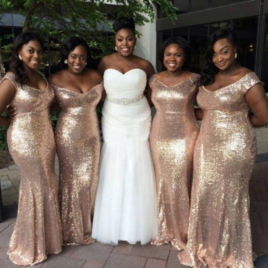 Hot-Selling Straps Sequined Mermaid Bridesmaid Dress Plus Size - Click Image to Close