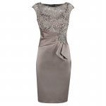 Sheath Grey Bateau Cap Sleeves Mother of The Bride Dress with Lace Appliques