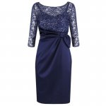 Sheath Bateau 3/4 Sleeves Mother of The Bride Dress with Lace Beading