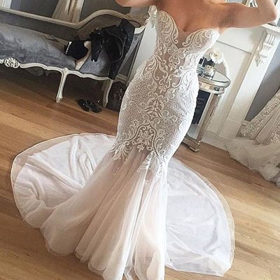 Mermaid Sweetheart Court Train Beading Wedding Dress with Lace