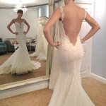 Mermaid Backless Straps Court Train Wedding Dress with Lace Appliques