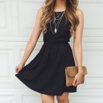 A-Line Bateau Pleated Polyester Little Black Dress