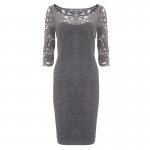 Sheath Bateau Half Sleeves Grey Lace Mother of The Bride Dress