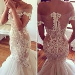 Hot-Selling Vintage Off the Shoulder Bridal Gown Wedding Dress with Appliques