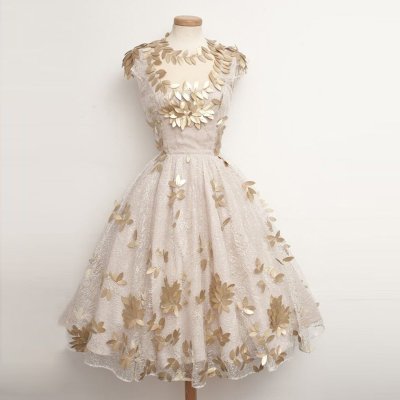 Unique Ball Gown Lace Homecoming Dresses with Gold Leaves