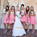 Elegant Knee Length Bridesmaid Dress-Coral Sweetheart with Appliques