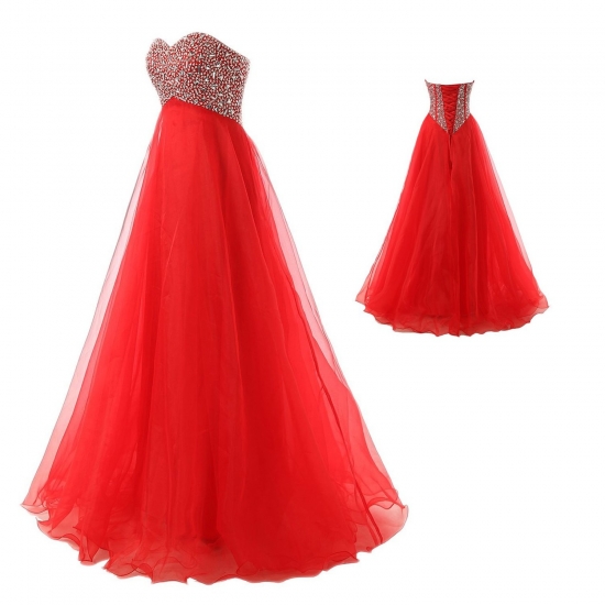 Elegant A-Line Sweetheart Knee Length Red Organze Evening/Prom Dress With Beading - Click Image to Close