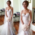 Chic Spaghetti Straps Lace Appliques Mermaid Wedding Dresses