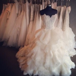 Sweetheart Ball Gown Wedding Dress with Lace Top Tiered