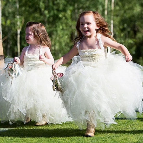 Cute Tiered Flower Girl Dress - Square Neck Ankle-Length with Lace - Click Image to Close