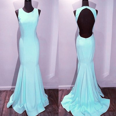 Decent Mermaid Prom Dress - Jewel Sleeveless Sweep Train Backless