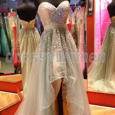 2015 Charming Sheath Sweetheart Beading Backless Hi-Lo Prom Dresses ORPD-90045