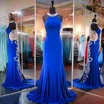 Luxurious Long Prom Dress - Royal Blue Sheath Halter with Beaded