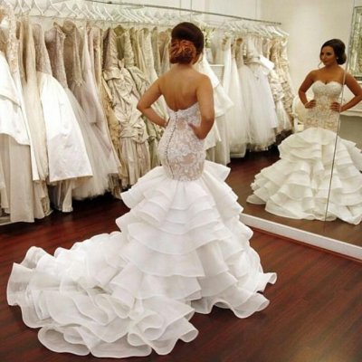 Awesome Sweetheart Mermaid/Trumpet Wedding Dress with Appliques