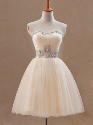 Exquisite Sweetheart Sleeveless Short Pearl Pink Homecoming Dress with Beading Waist