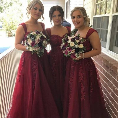 Crispy Burgundy Bridesmaid Dress - Sweetheart Sleeveless Long with Lace