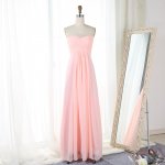 A-Line Sweetheart Floor-Length Pink Empire Chiffon Bridesmaid Dress