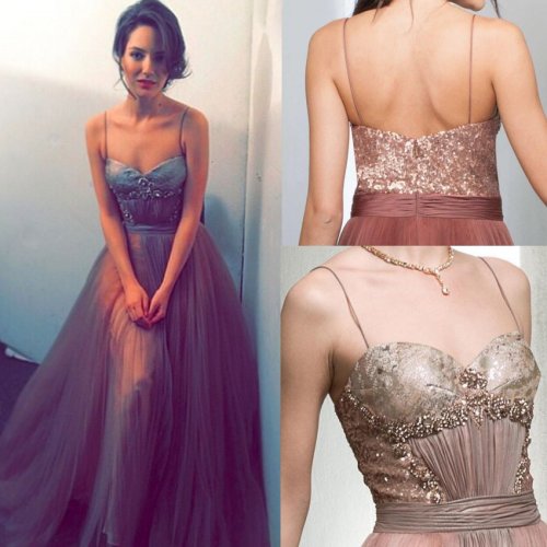 Sexy Long Prom Dress/Evening Dress - Spaghetti Straps Tulle Sequins with Rhinestone