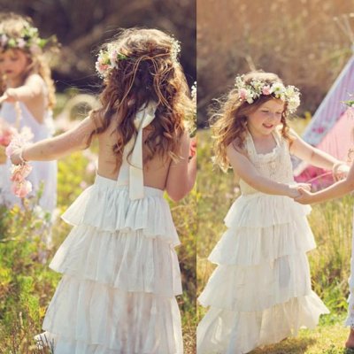 Princess Halter Hobo Flower Girl Dresses Gown Wedding Party