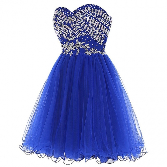 Chic Sweetheart Short Royal Blue Homecoming Dresses with Rhinestones - Click Image to Close