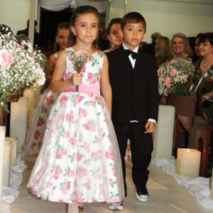 Gorgeous Jewel Ankle-Length Flower Girl Dress - Printed Satin with Sash