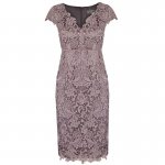 Sheath V-neck Cap Sleeves Lace Empire Mother of The Bride Dress with Sash