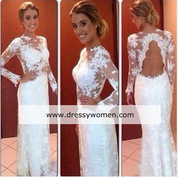 New Arrival Custom Made Elegant Lace Evening dress with Long Sleeves DS-A1