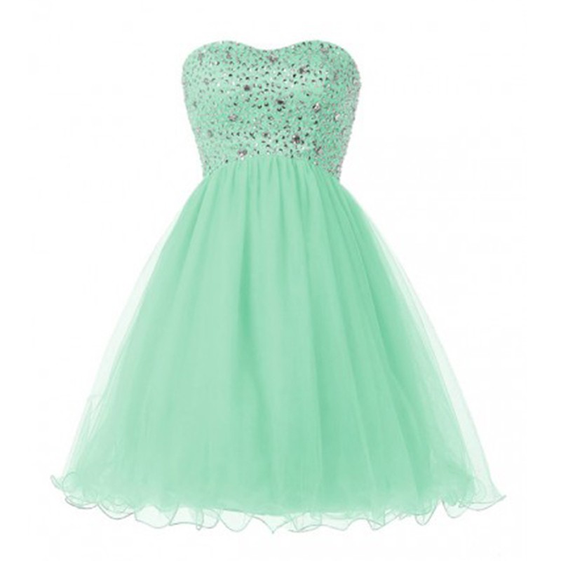 Gorgeous Sweetheart Short Mint Green Dress for Homecoming with Beading