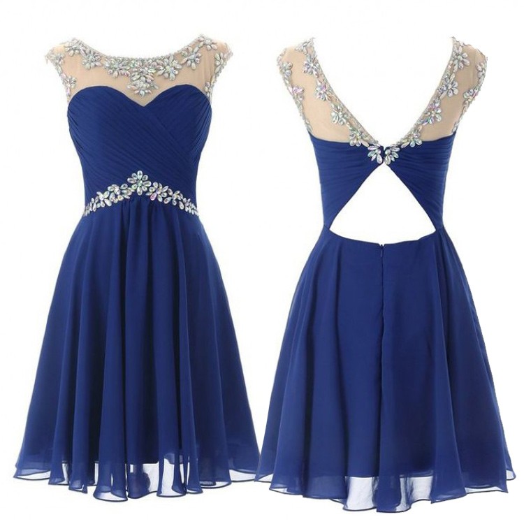 Hot Selling Royal Blue Cocktail/Homecoming Dress with Beaded