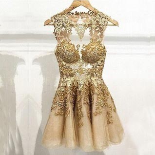 Sexy Sweetheart A-line Gold Appliques Homecoming Dresses CHHD-90108