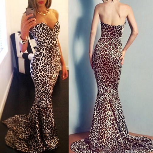 Sexy Long Prom Dress - Sweetheart Mermaid with Leopard - Click Image to Close