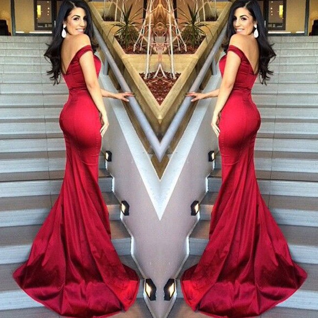 Elegant Mermaid Prom/Evening Dress - Red off the Shoulder for Party