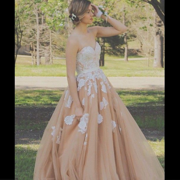 Mild Floor Length Prom Dress - Champagne Princess Sweetheart with Appliques
