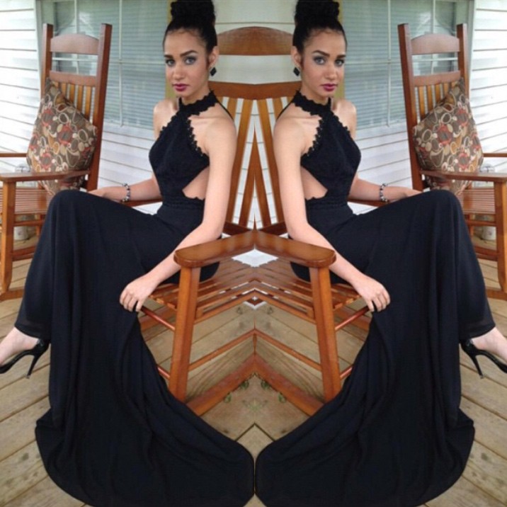 Sexy Charming Prom/Evening Dress - Dark Navy Halter Top with Lace
