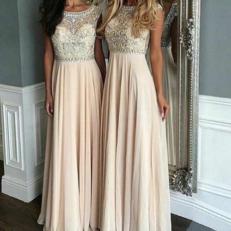 Luxurious A-Line Scoop Sleeveless Long Prom Dress with Beading