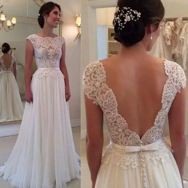 Hot Selling Backless Lace Wedding Dresses with Sash