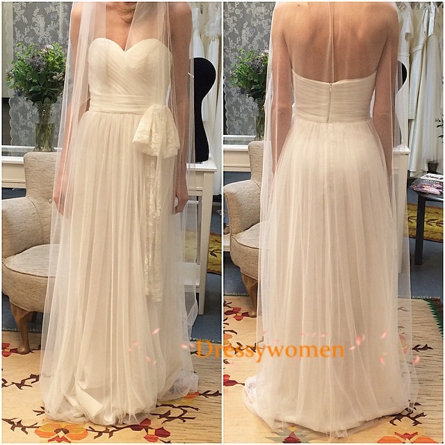 Glamorous Tmeless Floor Length A-line Strapless Elegant Wedding Dress LAPD-90030