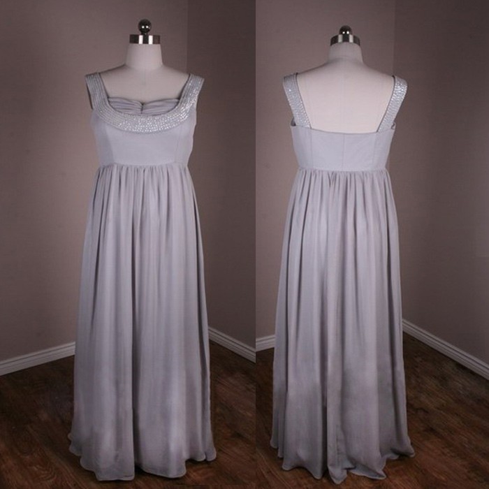Beautiful Grey Floor-Length Plus Size Mother of the Bride Dresses