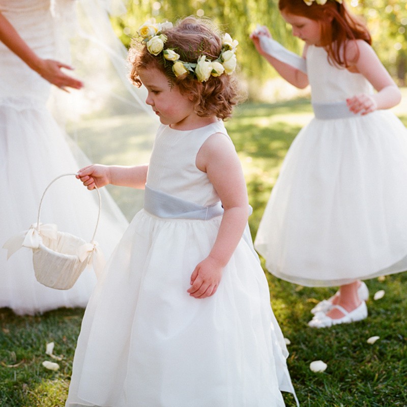 Simple White Flower Girl Dress - Jewel Sleeveless Ankle-Length with Sash