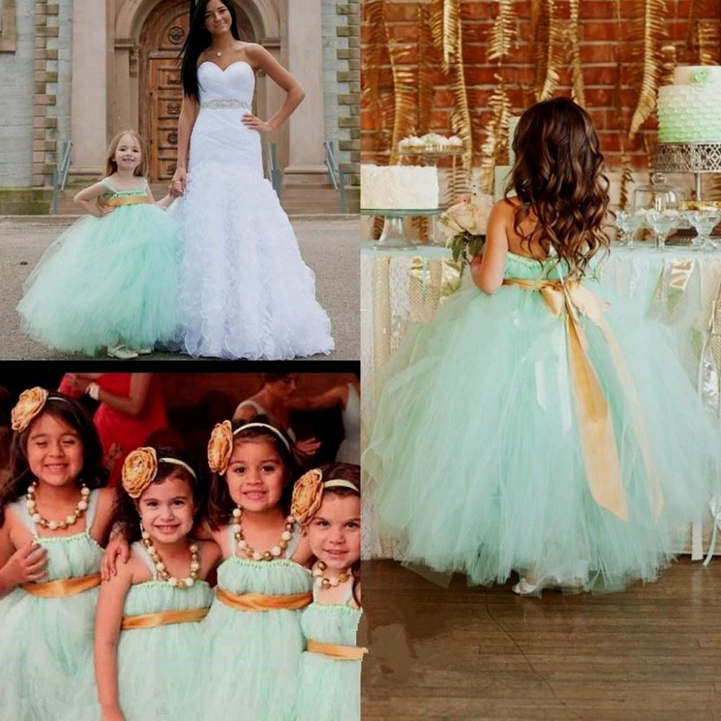 Glamorous Ball Gown Ankle-Length Flower Girl Dress - Tiered with Sash